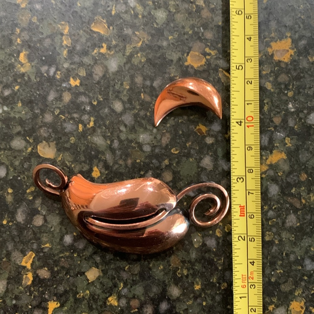 Signed Renoir Copper earring and Rame Copper Pendant set - Picture 12 of 12